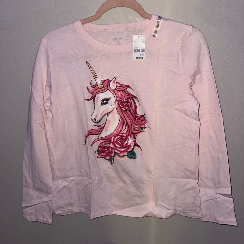 BNWT, the children’s place, girls long sleeve graphic top, size XXL 16